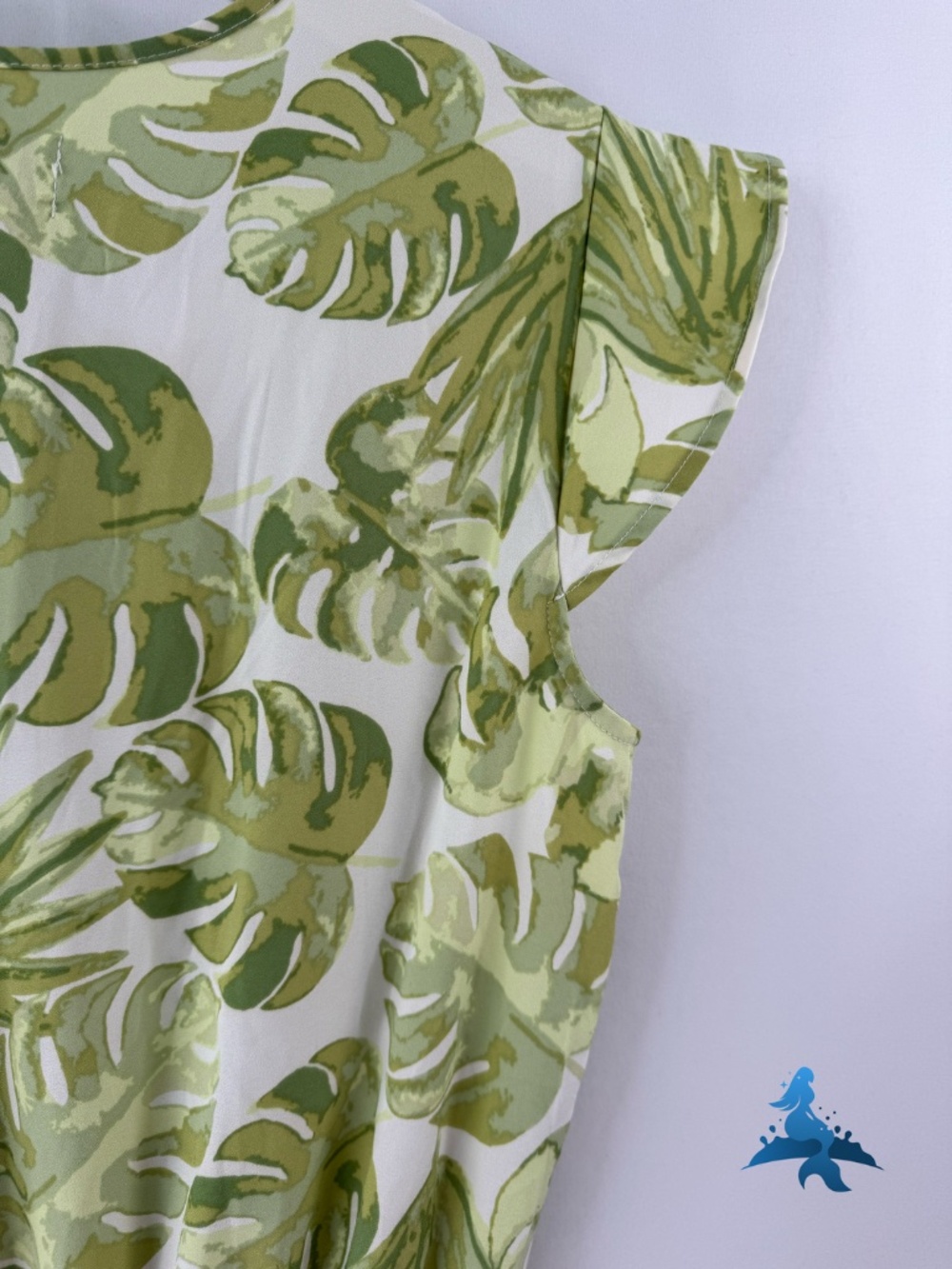 1309 Mud Pie Dress Sleeveless Ruffle Waist Tie Neck – S – Green White - Picture 11 of 16